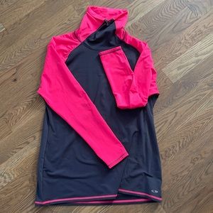 XXL Women’s Pink and Grey Champion Turtle Neck Dri-fit Exercise Shirt